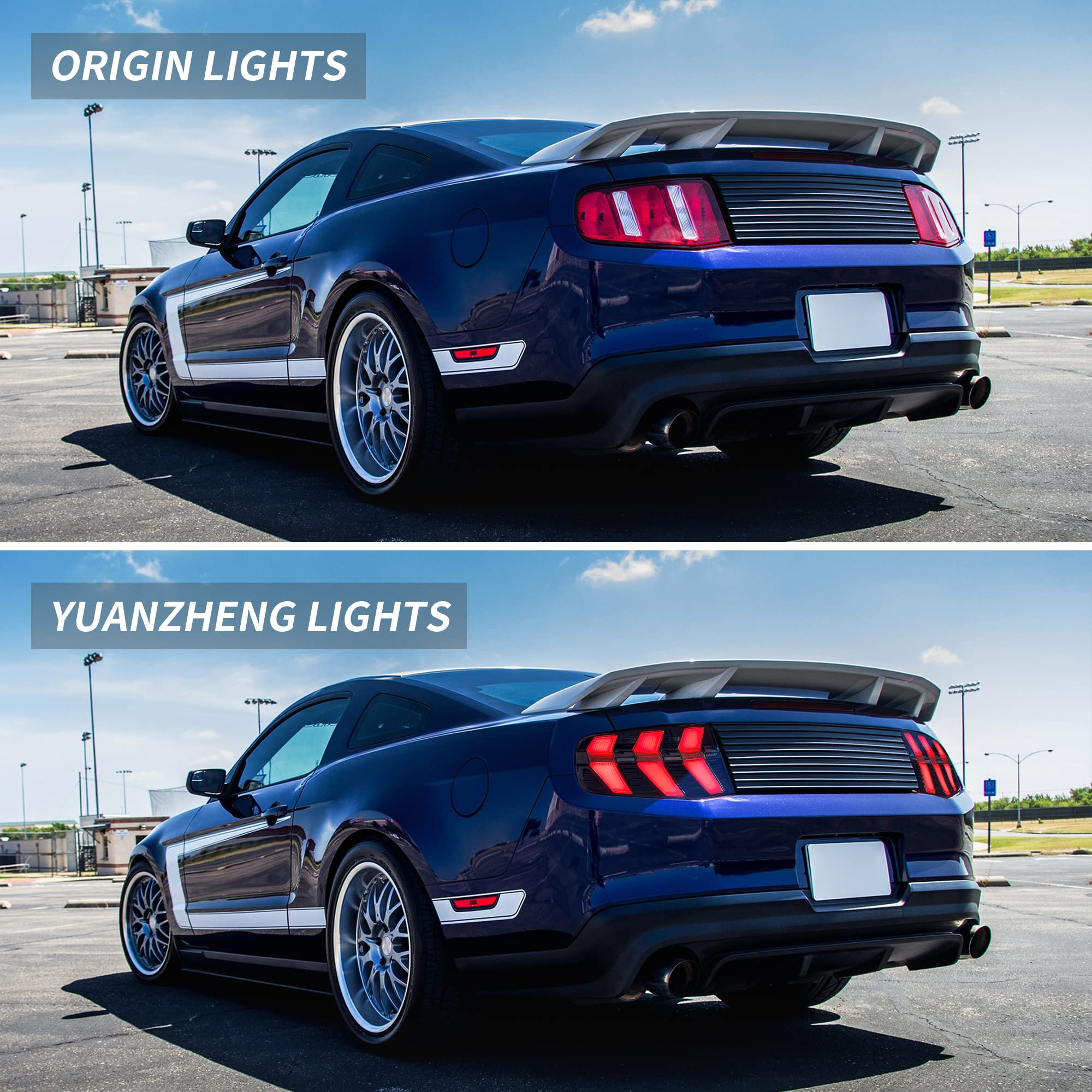 VLAND LED Tail Lights for Ford Mustang 2010-2012 - 7 Lighting Modes, Sequential Turn Signals, Startup Animation - Compatible with Driver & Passenger Side - Perfect for Night Driving and Car Customization