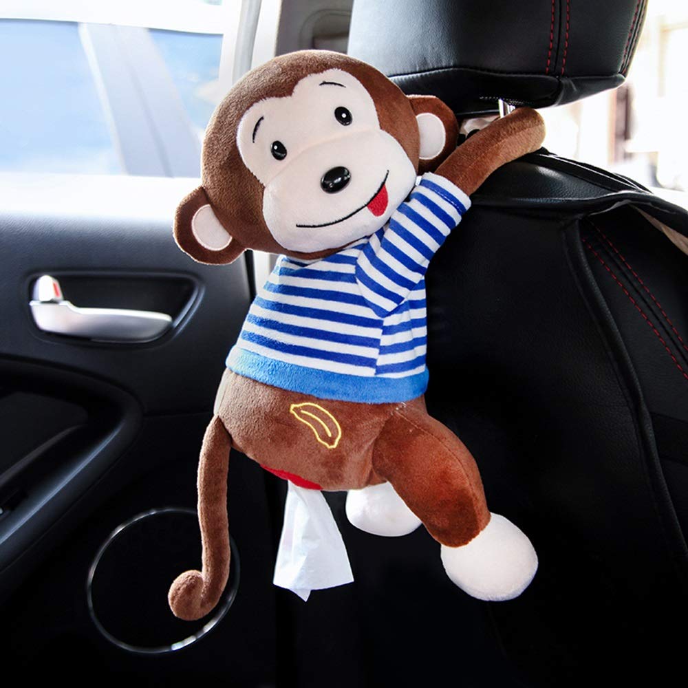 Funny Car Monkey Tissue Dispenser Holder - Animal Shaped Wall Mount & Hanging Napkin Box for Car, Home, Bathroom - Creative Tissue Storage Solution for Vehicles, Office, Kitchen Decor