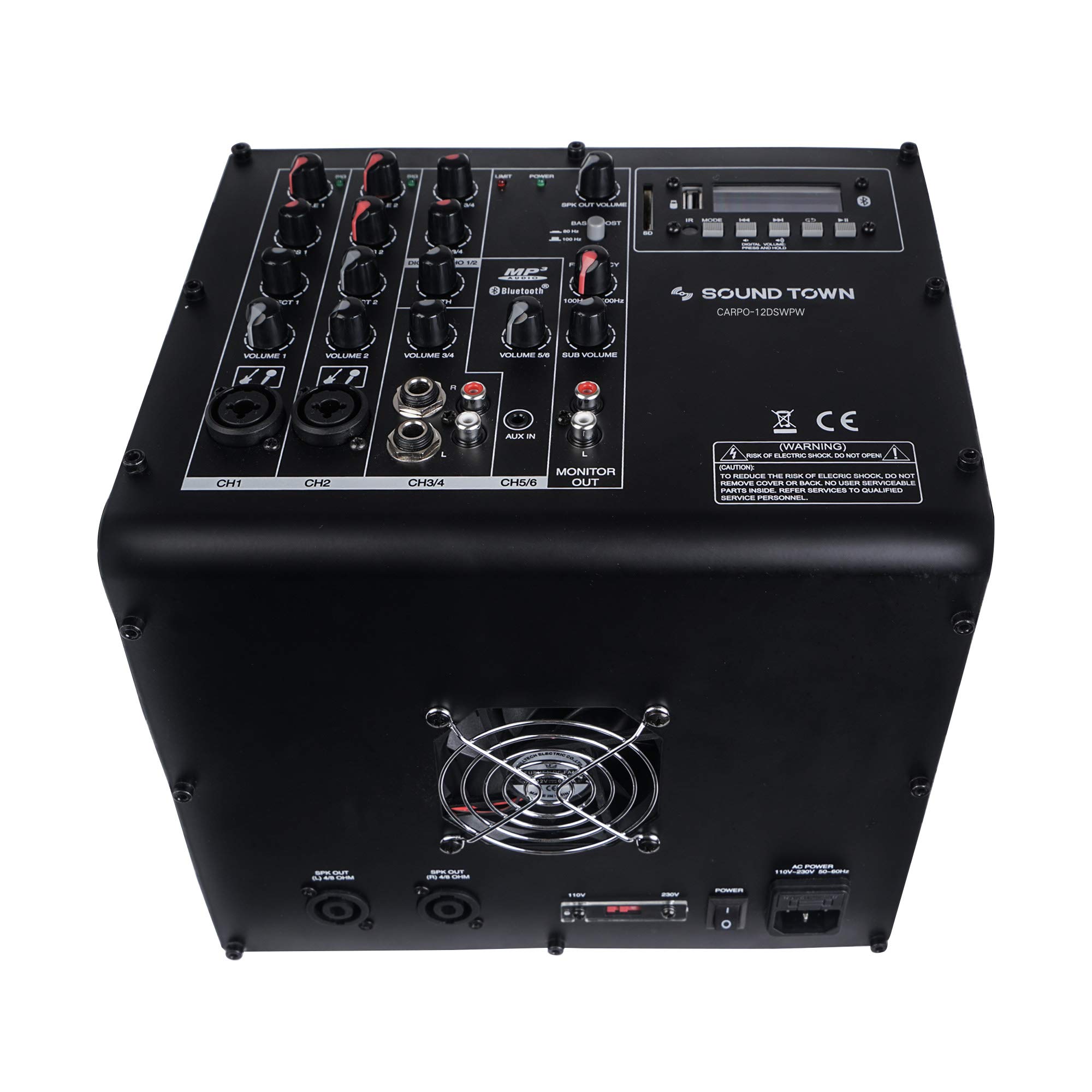 Sound Town CARPO-V5W12 12” 1400W Powered Subwoofer with 2x 500W Passive Column Speakers - White, Professional Line Array System for Live Events, DJ Performances, and Outdoor Concerts