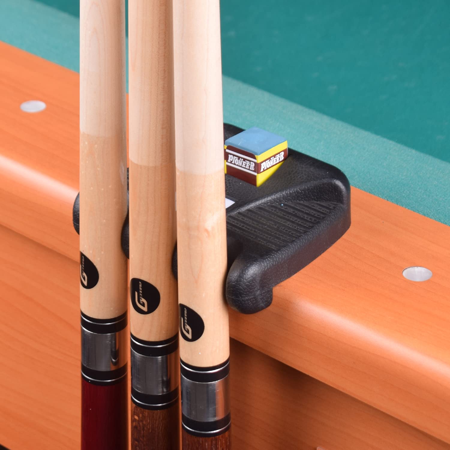 3 Hole Weighted Pool Cue Holder with 4 Chalk Pieces - Billiard Accessory for Home Game Rooms & Bars - Perfect for Organizing Cue Sticks & Accessories
