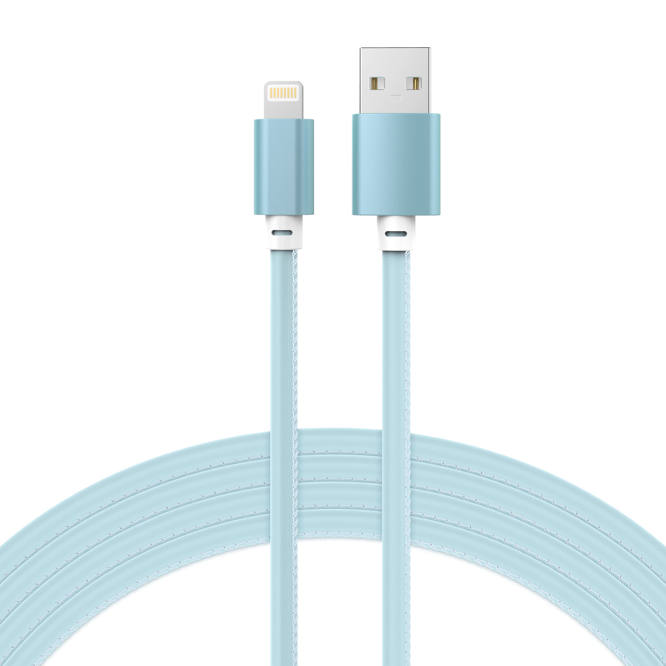 LAX USB A to Lightning Cable - Glow in The Dark Apple MFI Certified Fast Charging Cable for iPhone 14/13/12/11/X/8/7, iPad, iPod - 10ft Blue - Durable & Tangle-Free for Home, Office, Car Charging
