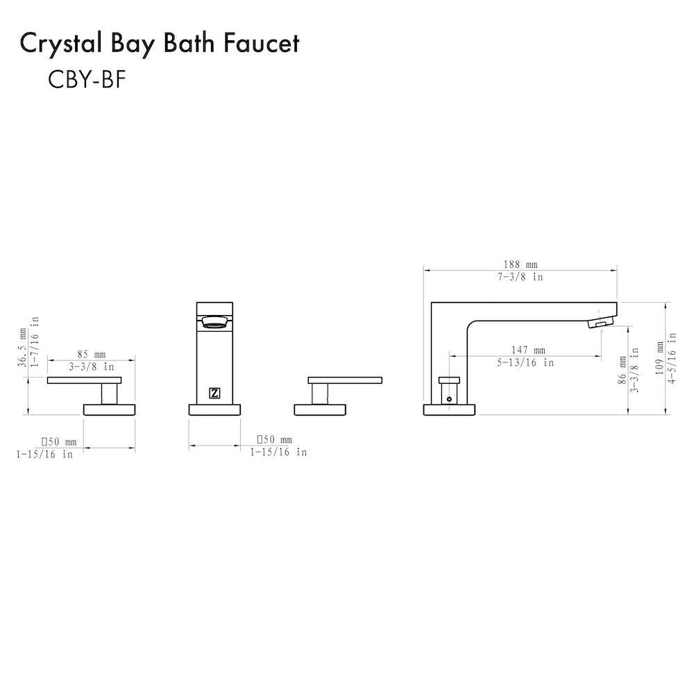 ZLINE Crystal Bay Widespread Bathroom Faucet in Brushed Nickel - 8