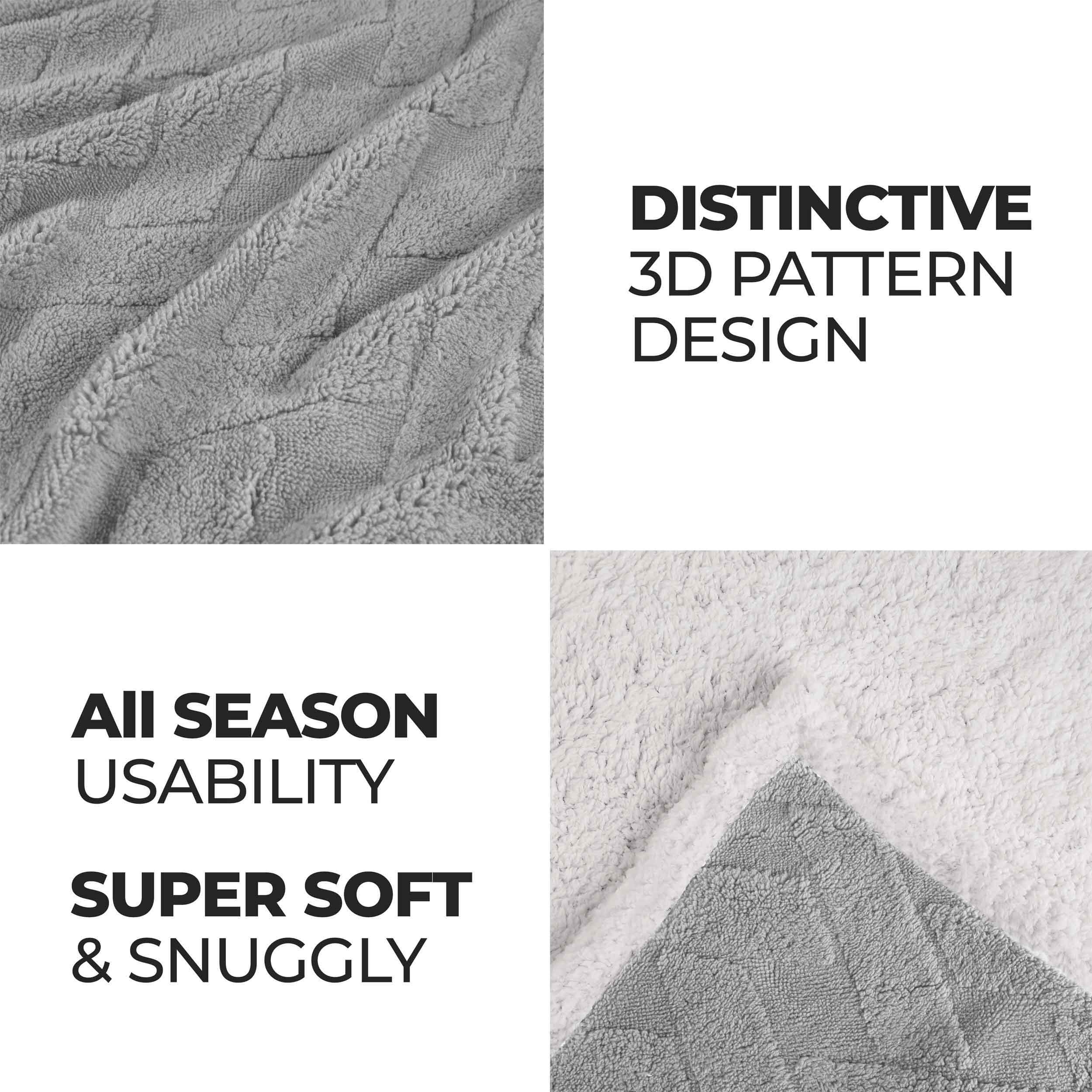 Nuuk Reversible Jacquard Lattice Plush Sherpa Fleece Blanket - Ultra Soft & Warm Winter Throw for Couch, Bed & Travel - Cozy Home Decor Gift for Christmas & Cold Weather