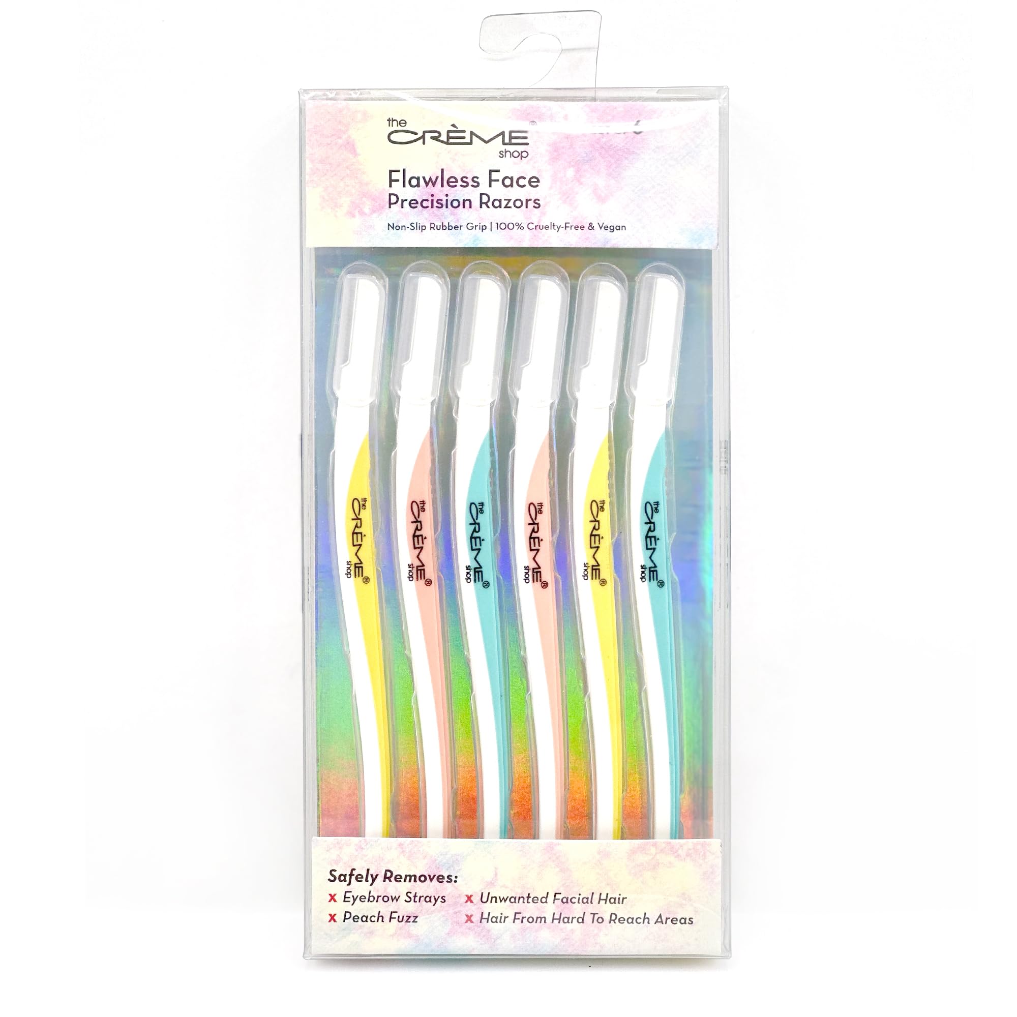 The Crème Shop Flawless Face Precision Razors - 6 Pack Dermaplaning Tool for Women | Facial Hair Removal & Peach Fuzz Exfoliation | Perfect for Smooth Skin & Makeup Prep