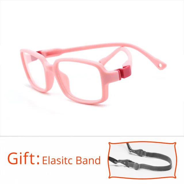 Unbreakable Flexible Kids Glasses with Adjustable Strap - Rectangle Frame for Ages 4-7 (S308) - Perfect for School, Sports & Outdoor Activities