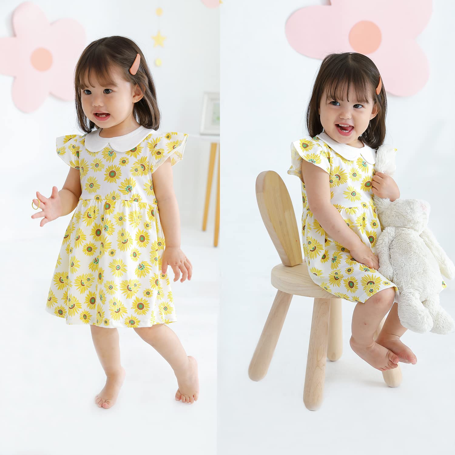 Zanie Kids Baby Girls Summer Dress - 100% Cotton Easter Outfit with Short Sleeves | Perfect for Easter Sunday, Family Photos & Summer Playdates
