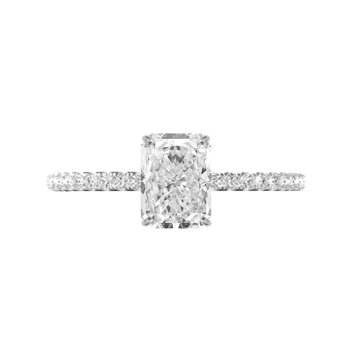 4 Carat Radiant Cut Moissanite Engagement Ring & Wedding Bridal Set - Diamond-Like Solitaire Halo Ring in Vintage Silver for Women - Perfect for Proposals, Anniversaries & Special Occasions