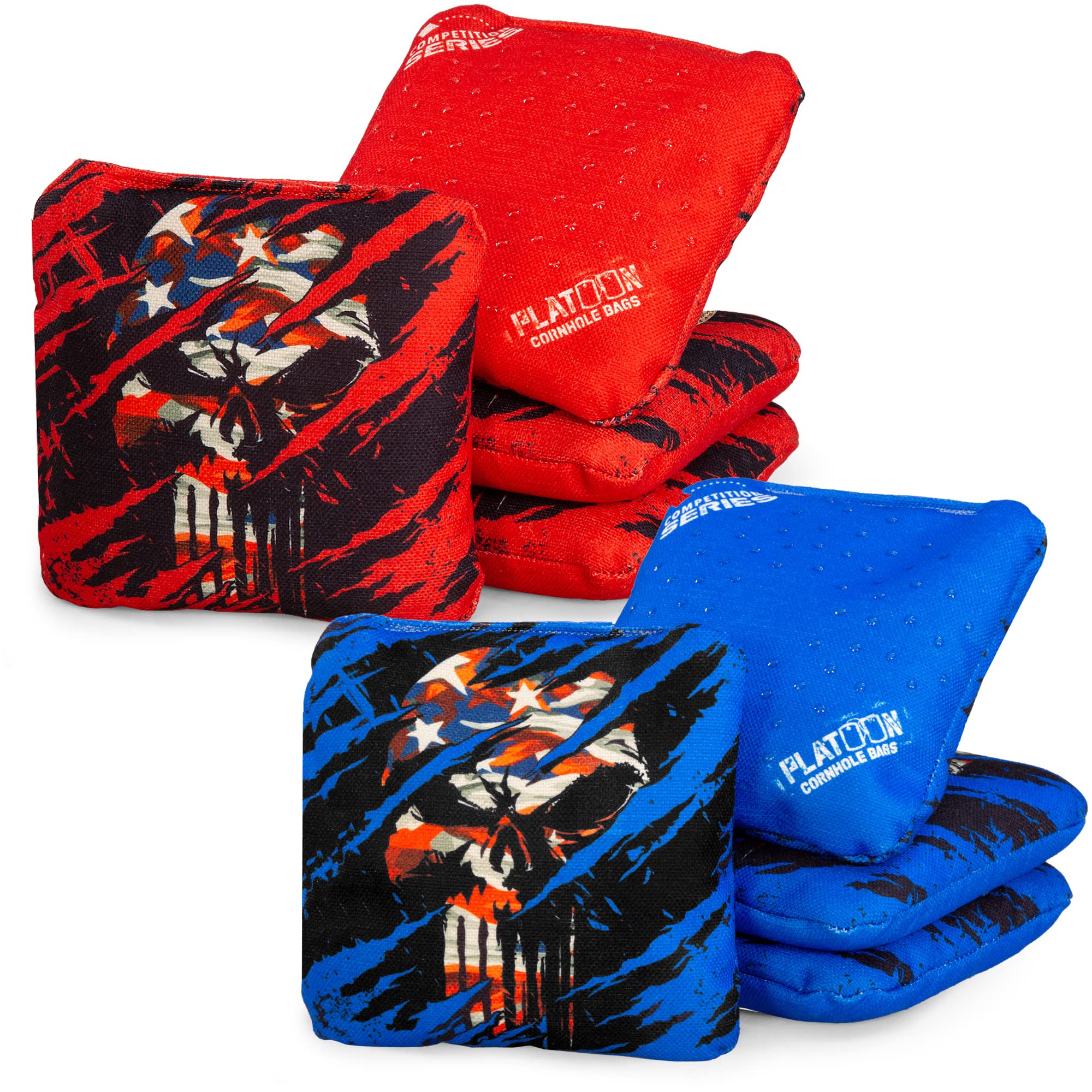 Professional Cornhole Bags Set of 8 - Regulation Weight, Double Sided with Slick & Sticky Rubber Dots - Competition Series for Pro Corn Hole Bean Bag Toss Game - Perfect for Backyard Parties, Tailgating, and Outdoor Events - Made in USA