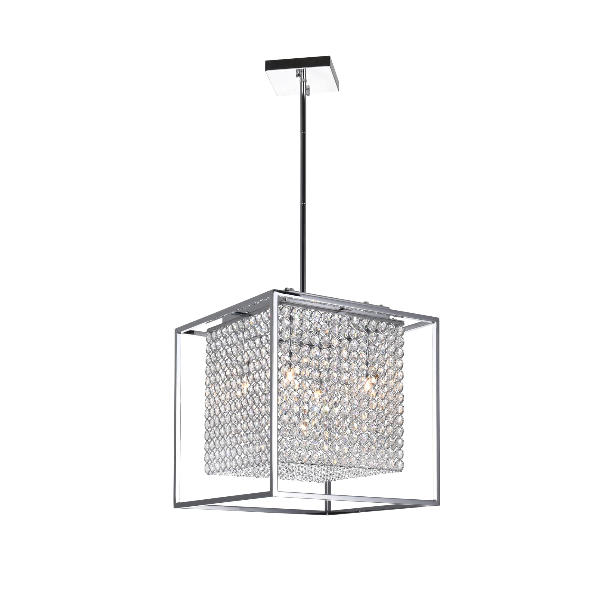 CWI Lighting 5-Light Modern Cube Chandelier with Chrome Finish for Dining Room, Kitchen, or Living Room Ceiling Decor
