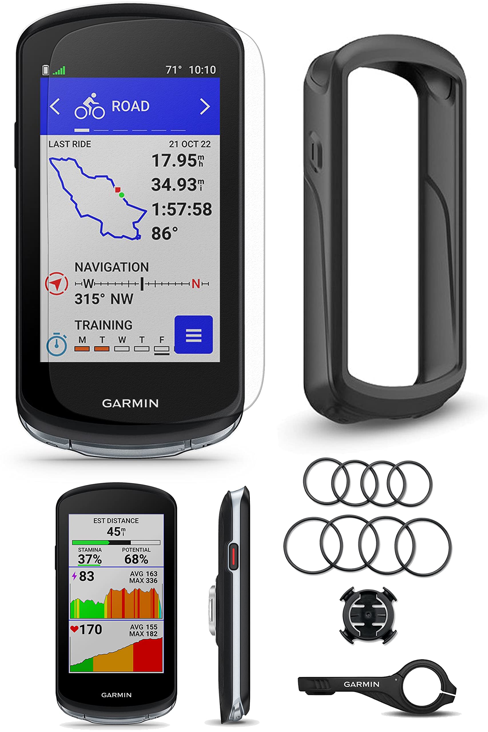 Garmin Edge 1040 GPS Bike Computer | 2022 Cycling GPS with VO2 Max, Maps, Multi-GNSS | Includes Tempered Glass Screen Protector, Silicone Case & Tether | Perfect for Road Biking, Mountain Cycling & Training