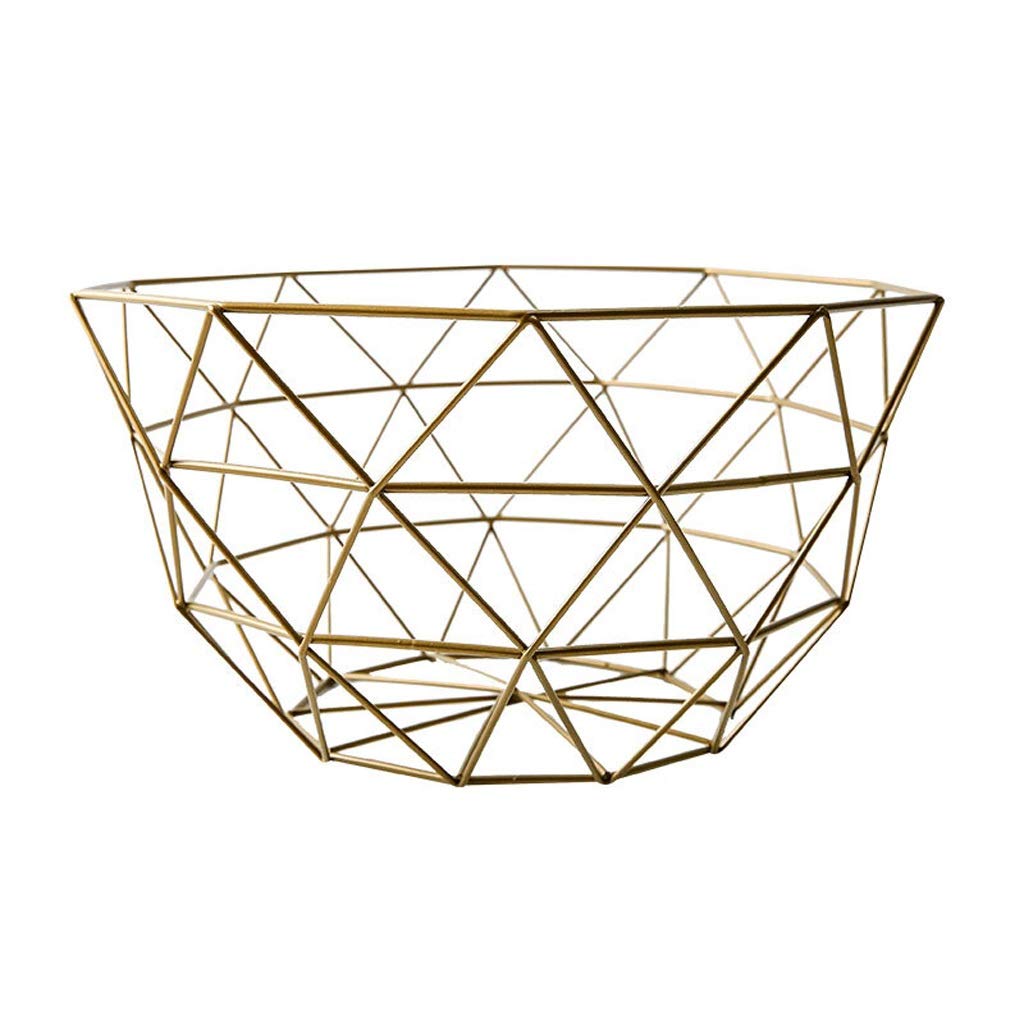 Nordic Style Wrought Iron Serving Tray - Gold Large Fruit Basket for Kitchen Counter, Dining Table & Living Room Decor - Perfect for Storing Fresh Fruits, Snacks or as Decorative Storage Box