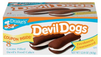 Drake's Devil Dogs Chocolate Creme Filled Cakes - 8 Count Pack | Perfect for Snacks, Lunchboxes & Party Treats