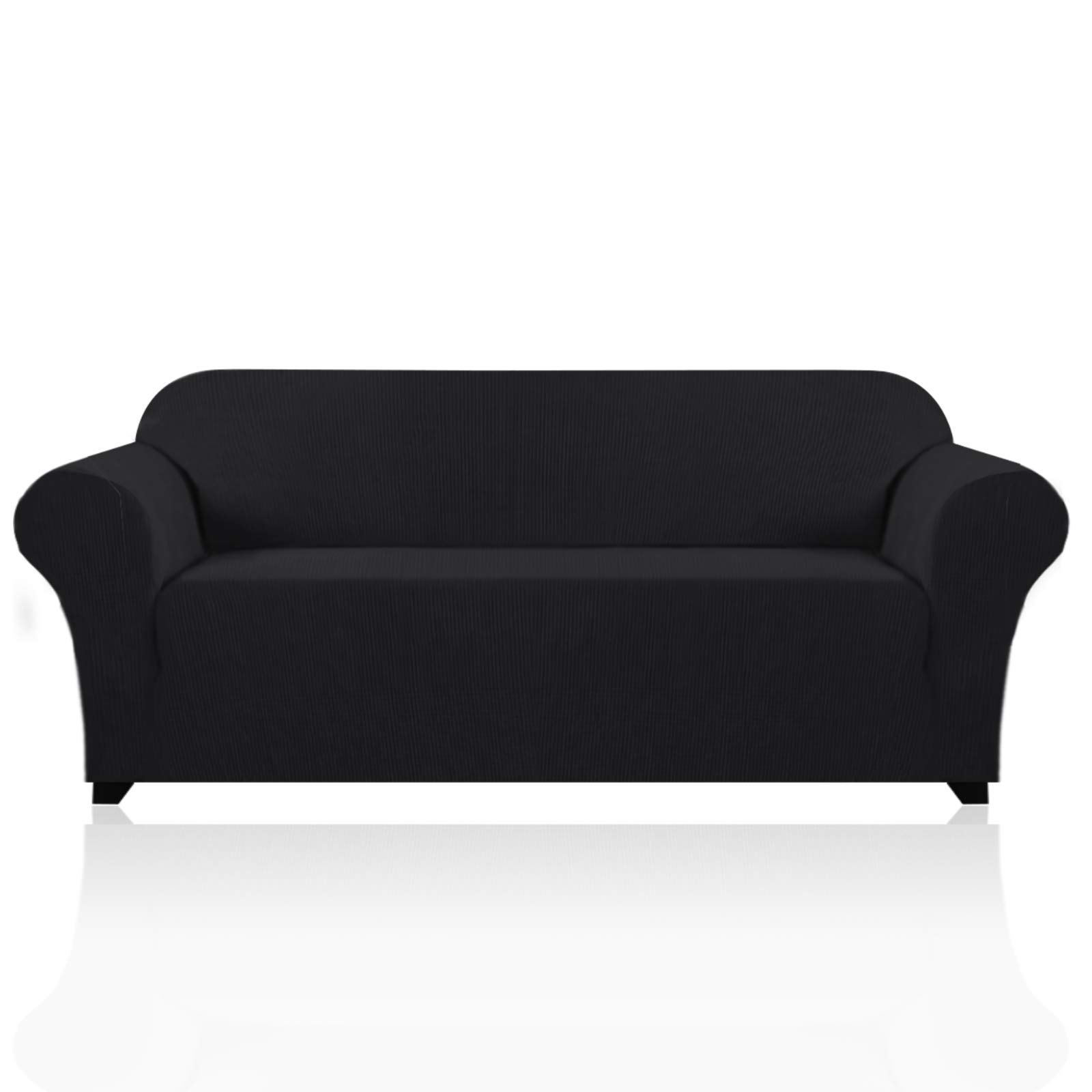 PrinceDeco Washable 3-Seater Sofa Slipcover - Pet Friendly, Extra Large Fitted Couch Cover for Oversized Couches - Furniture Protector Stays in Place (XL, Black) - Perfect for Living Rooms, Family Rooms & Pet-Friendly Homes