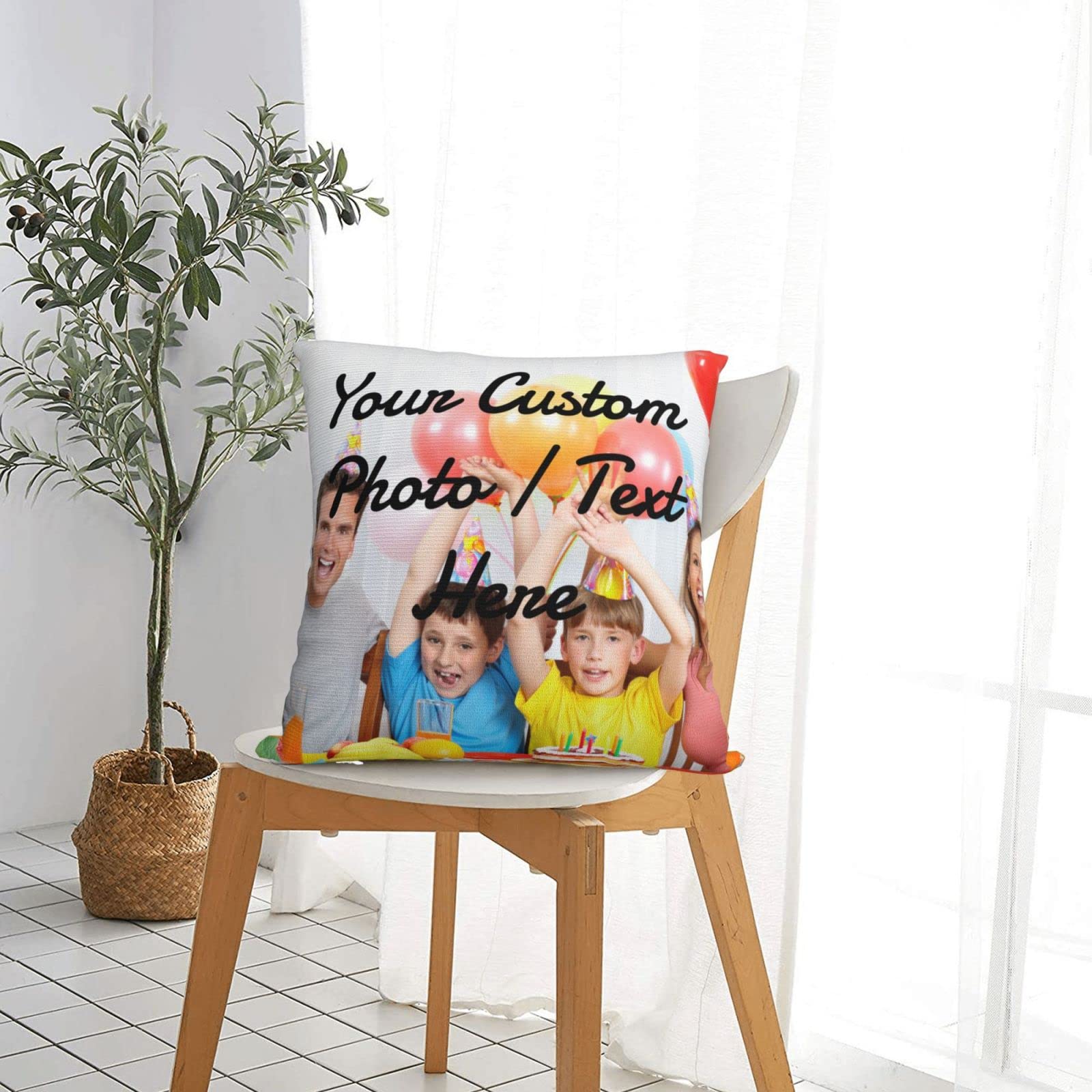 Custom Photo Pillow Cover 20x20 - Personalized Throw Pillow Case with Text & Image Printing - Unique Birthday, Christmas, Halloween & Wedding Gift Ideas - Perfect for Home Decor, Sofa, Bedroom & Special Occasions
