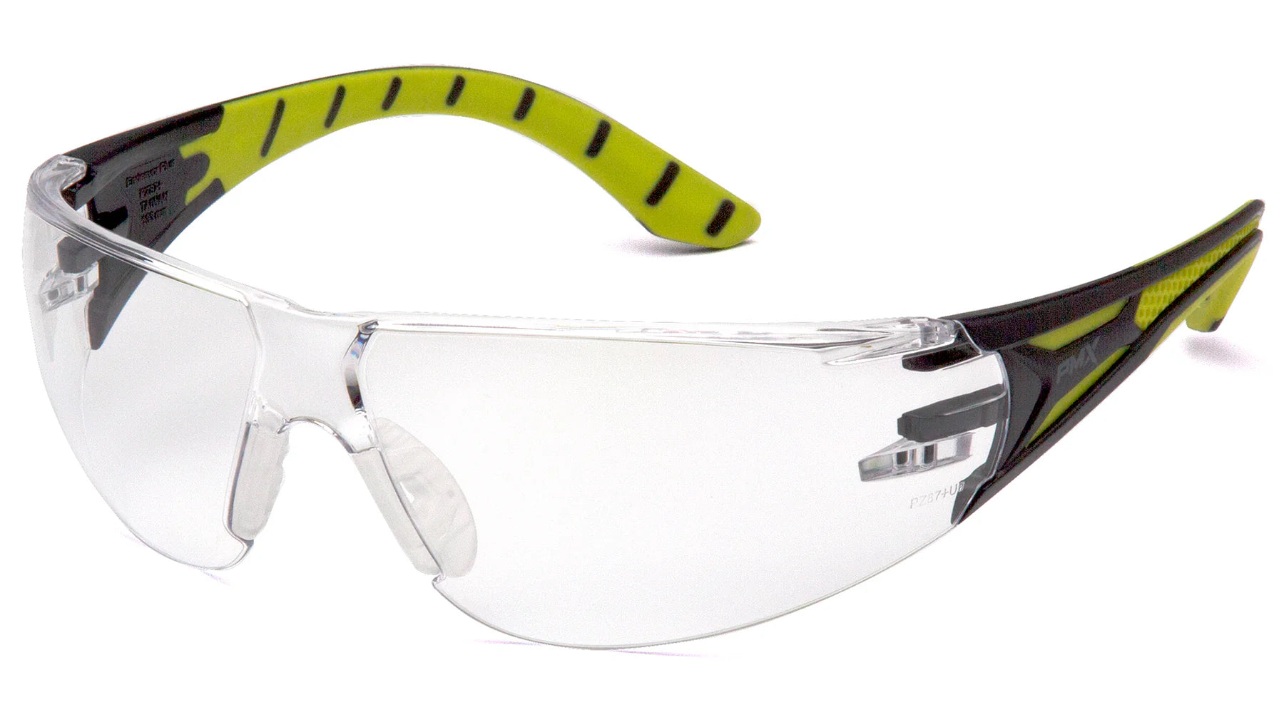 Pyramex Endeavor Plus Frameless Safety Glasses - Clear Anti-Fog Lens with Black/Green Frame - Protective Eyewear for Construction, Woodworking & DIY Projects