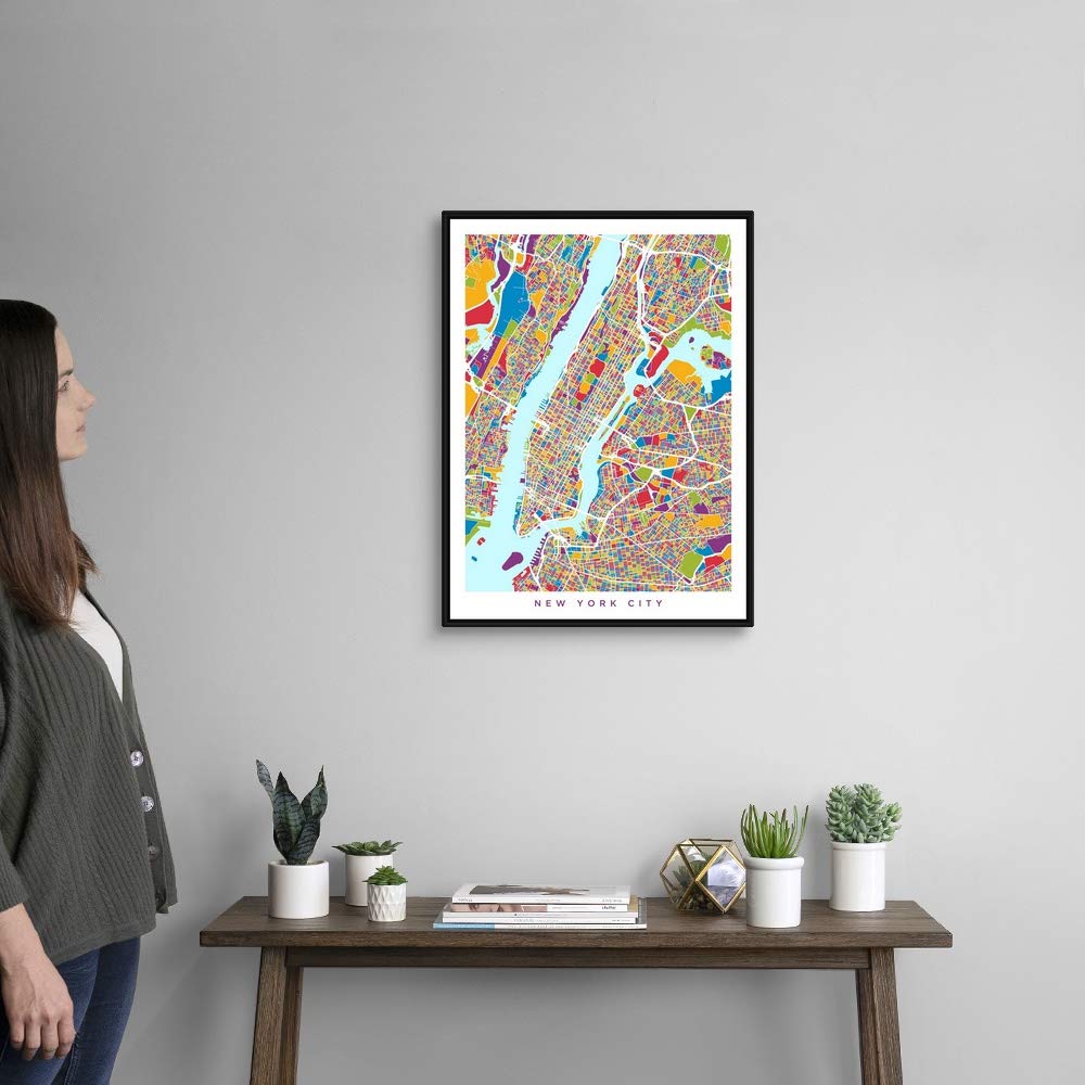 New York City Street Map Black Float Frame Canvas Art - Wall Decor for Home, Office & Gifts | NYC Skyline Artwork for Living Room, Bedroom & Office Decor