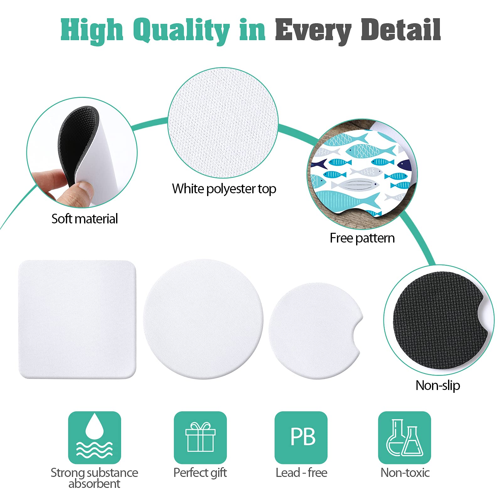 Premium Sublimation Blank Coasters 50-Pack - 3.93x3.93 Inch Square Heat-Resistant Rubber Mats for Heat Press Transfer Printing - DIY Craft Supplies for Coffee Mugs, Tumblers & Drinkware - Perfect for Home, Office & Gift Making