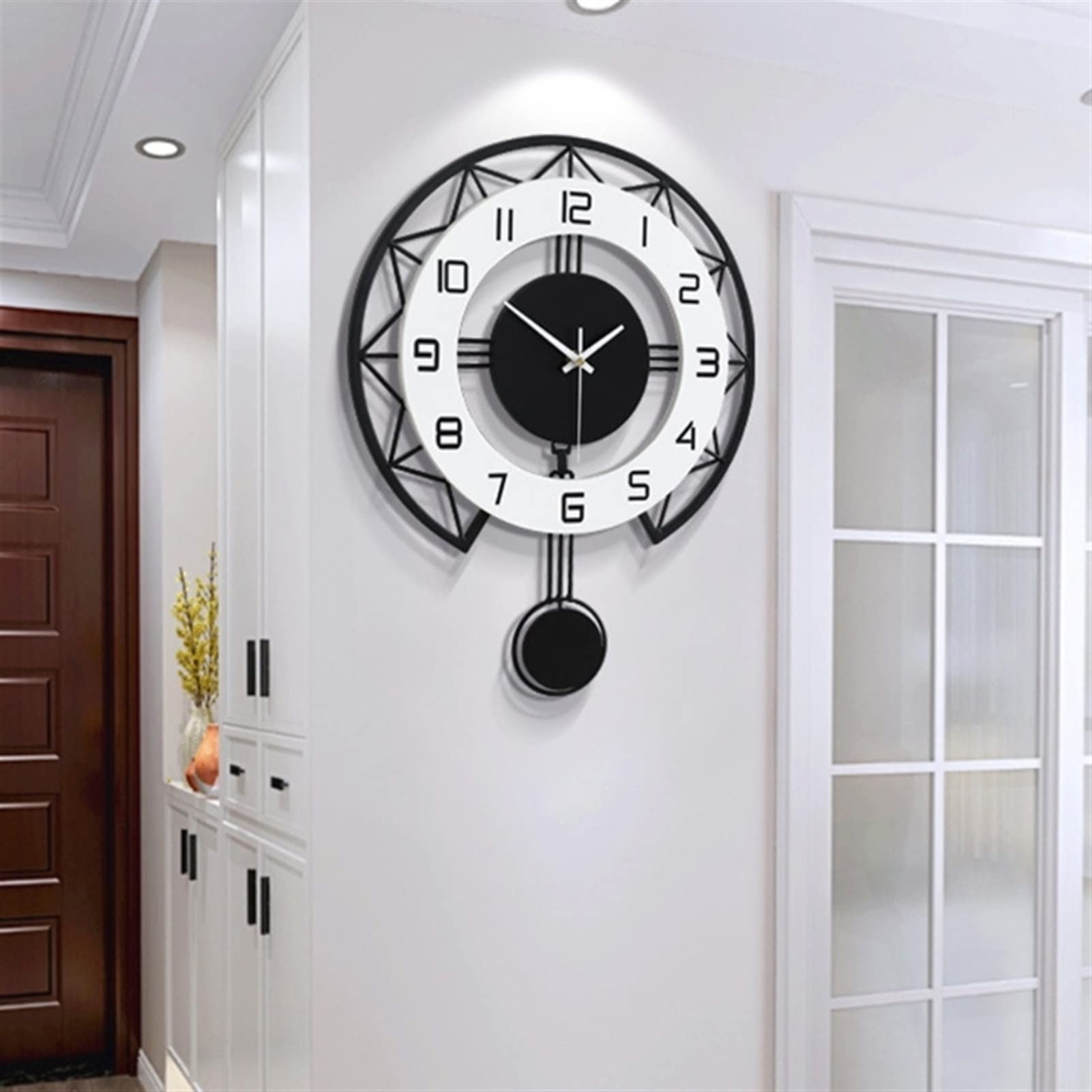 Modern Silent Quartz Wall Clock - Elegant Home Decor for Living Room, Bedroom & Office | Battery Operated, Noiseless Design with Pendulum | Perfect for Gifts, Home Styling & Interior Design