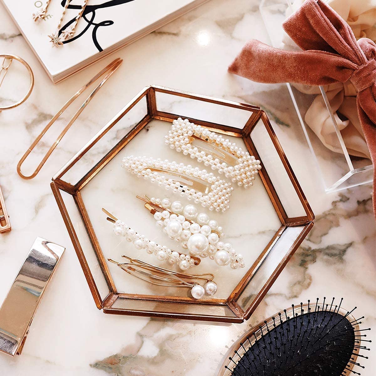 Makone Pearl Hair Clips 12 Pcs - Elegant Pearl Barrettes for Women & Girls | Fashion Hair Accessories for Weddings, Parties & Daily Styling