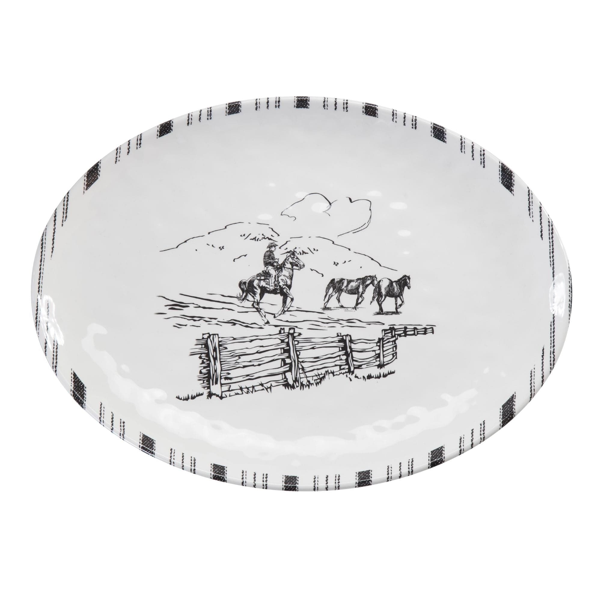 Ranch Life 14-Piece Melamine Dinnerware Set - Durable & Stylish Plates, Bowls & Mugs for Outdoor Dining, Camping & Picnics