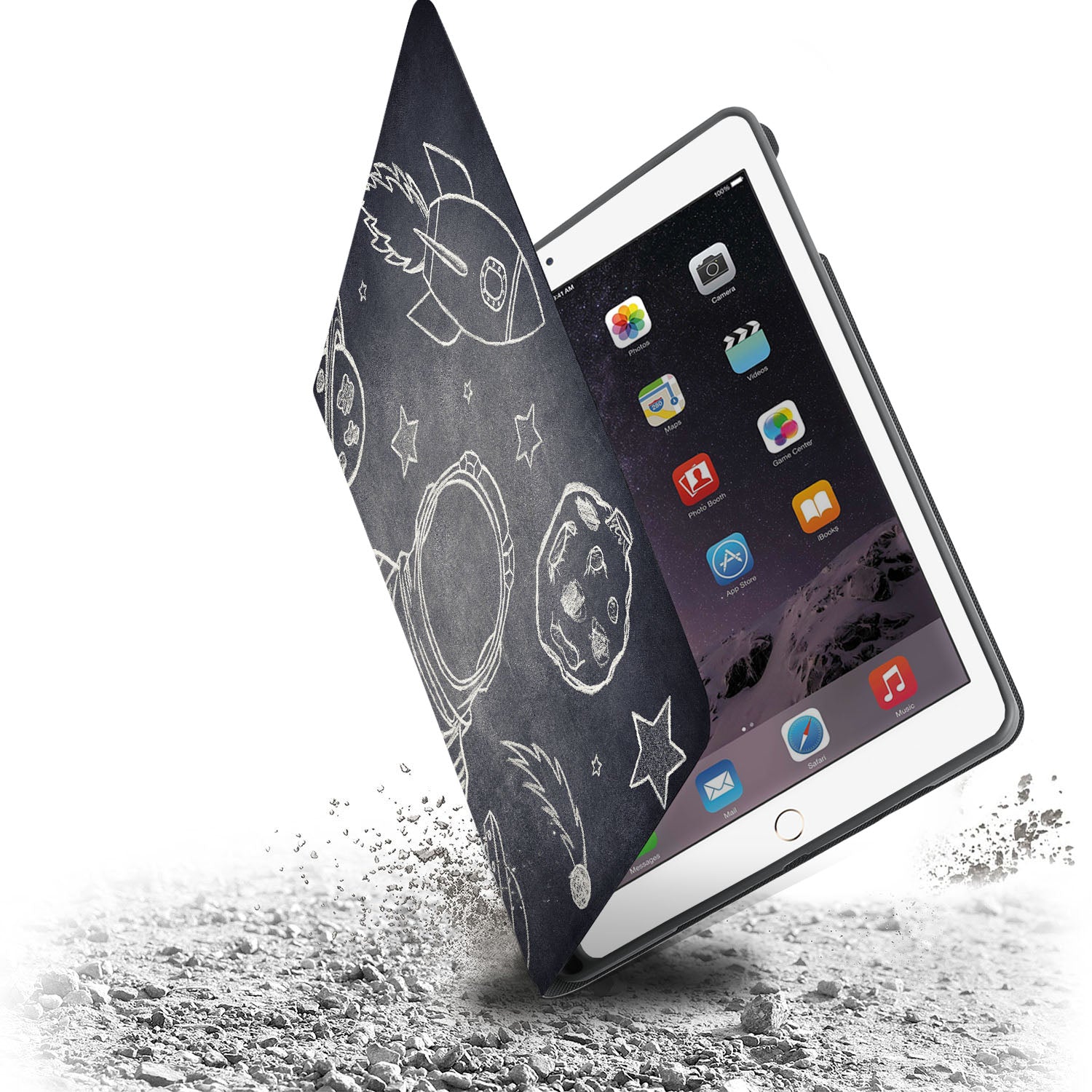 Premium iPad Folio Case with Astronaut Space Design - Slim Protective Cover for iPad Pro/Air/Mini - Perfect for Work, Travel & School Use