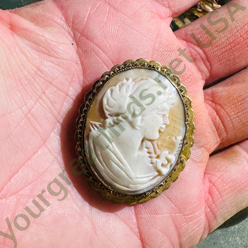 Antique Carved Shell Cameo Pendant Brooch - Vintage Jewelry for Women - Perfect for Weddings, Parties & Special Occasions