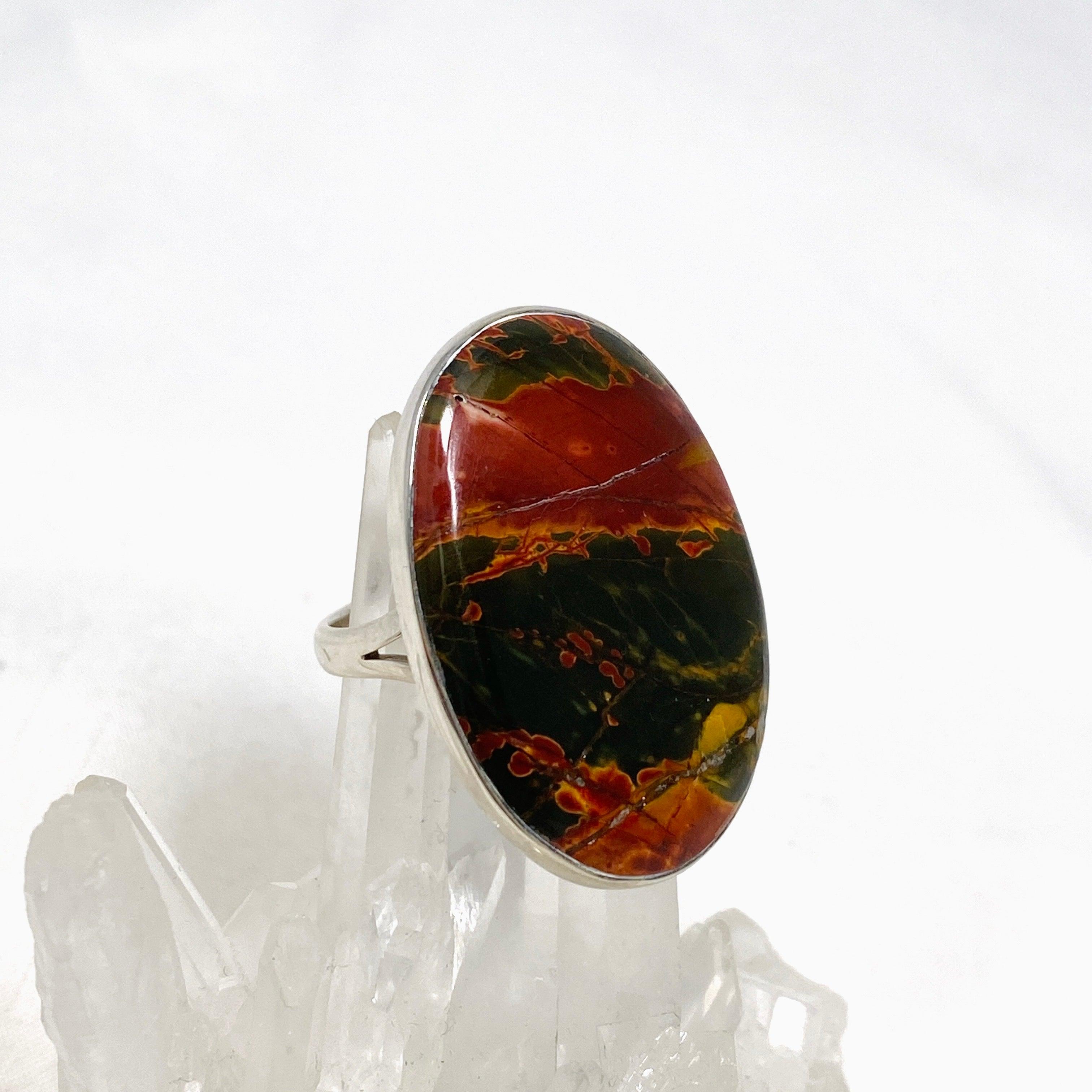 Natural Cherry Creek Jasper Oval Ring - Size 11 Sterling Silver Jewelry KRGJ1604 | Boho Chic Accessories for Women, Gift for Her, Everyday Wear & Special Occasions