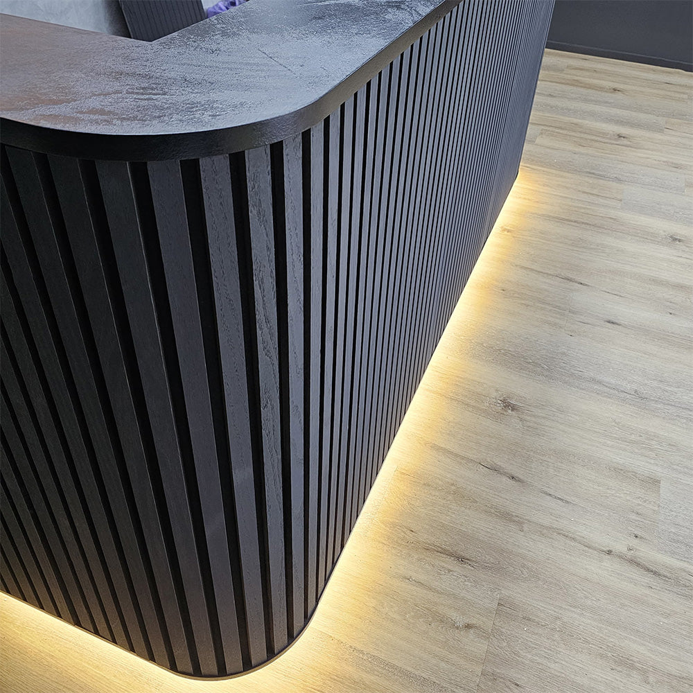 Modern HALO Reception Desk 240cm - Sleek Black Office Furniture for Professional Spaces | Perfect for Corporate Lobbies, Hotels & Business Centers