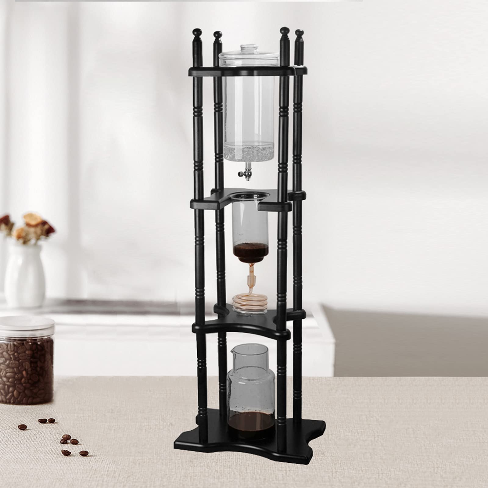 Premium DNYSYSJ Cold Brew Coffee Maker - 8 Cup Capacity with Adjustable Drip Rate Valve & Wooden Stand for Home, Office or Commercial Use | Perfect for Iced Coffee, Cold Brew Concentrate & Barista-Style Drinks