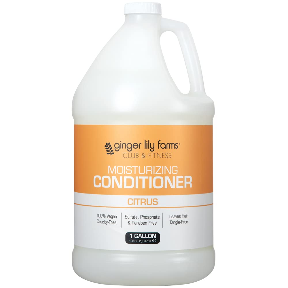 Ginger Lily Farms Club & Fitness Shampoo + Conditioner + Body Wash Bundle - Citrus Scent, 1 Gallon Each - Gym, Salon & Home Use for Men & Women