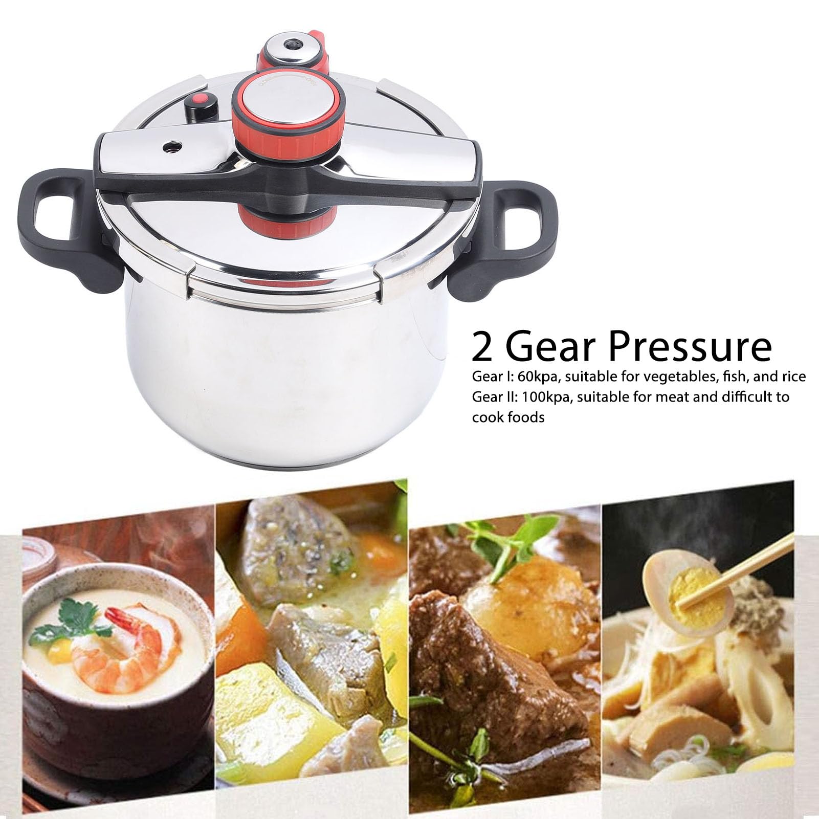 Luqeeg 8QT Stainless Steel Pressure Cooker - 2-in-1 Pressure Cooking Pot & Canner with Foldable Handle, Compatible with Induction/Gas/Electric Stoves - Perfect for Canning, Stewing & Fast Cooking at Home