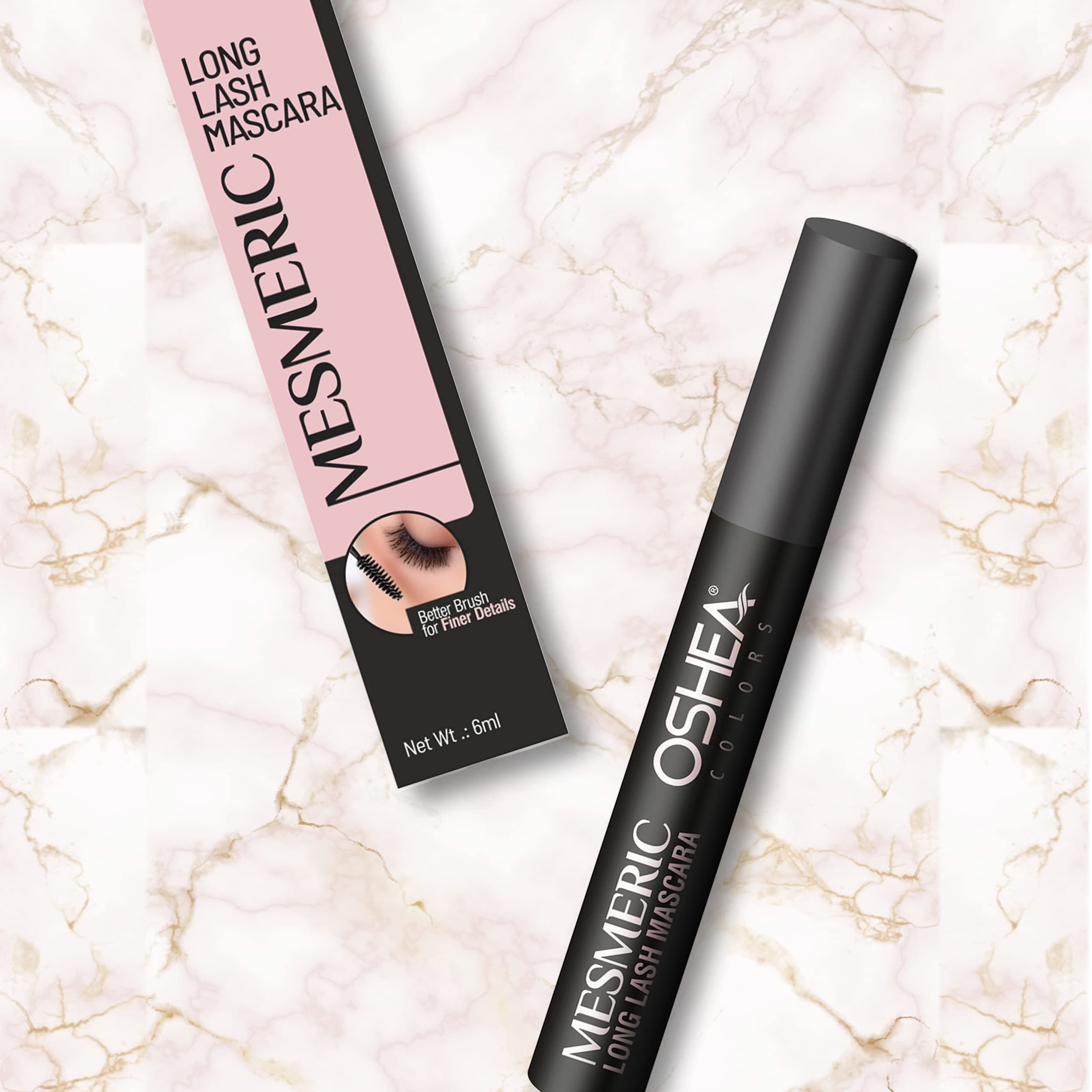 Oshea Colors Mesmeric Long Lash Mascara - Waterproof Volumizing Mascara for Dramatic Lashes | Paraben-Free, Highly Pigmented Black Formula (6ml) | Perfect for Everyday Wear, Date Night & Special Occasions
