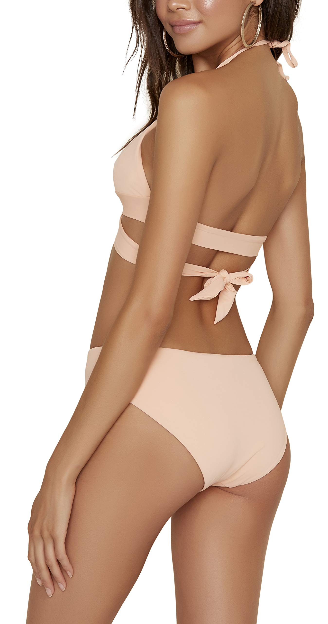 ToBeInStyle Women's Seamless Self-Lined Wrap Halter Bikini Top - Comfortable Swimwear for Beach, Pool & Summer Vacations