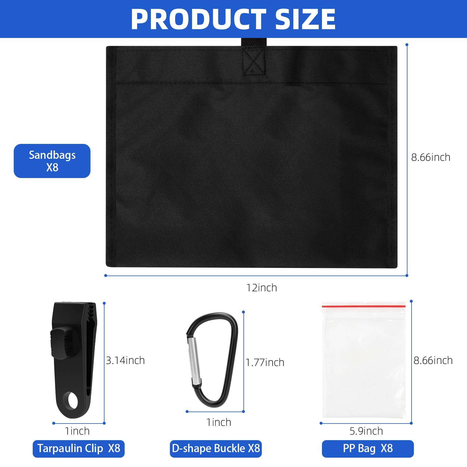 8-Piece Boat Cover Sand Bag Mooring Kit - Heavy Duty Anchoring System for Boats, Kayaks, Jet Skis - Perfect for Dock, Marina & Waterfront Use