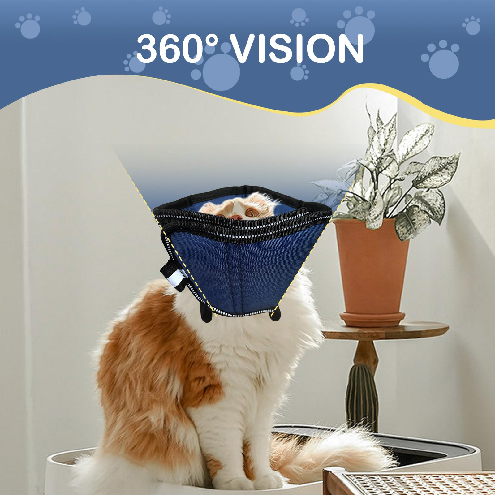 **Adjustable Soft Dog Cone Collar for Small Dogs & Cats - Post-Surgery Recovery E-Collar with 360° Vision - Comfortable Pet Cone to Prevent Licking & Scratching - Perfect for Wound Healing & Grooming Protection (Blue)**