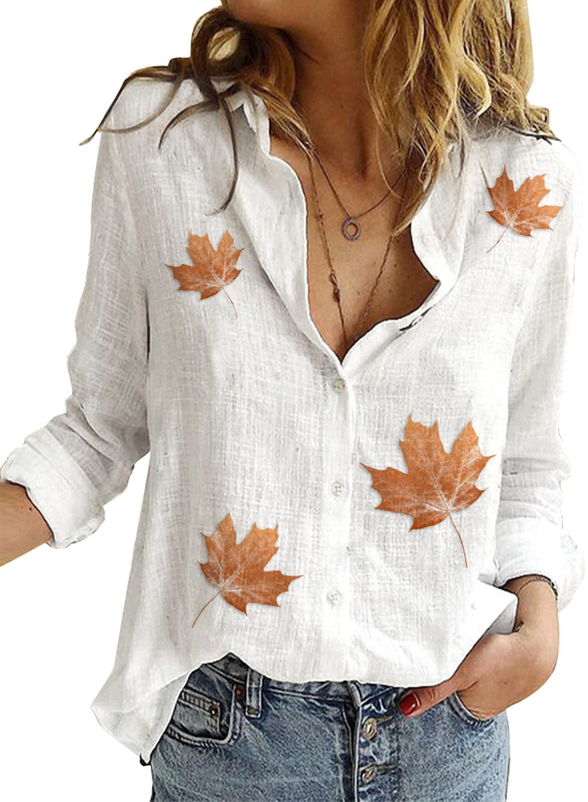 Stylish Women's V-Neck Roll Up Sleeve Button Down Blouse - Casual Office Wear & Spring Summer Tops for Women - Perfect for Work, Dating, and Everyday Outfits