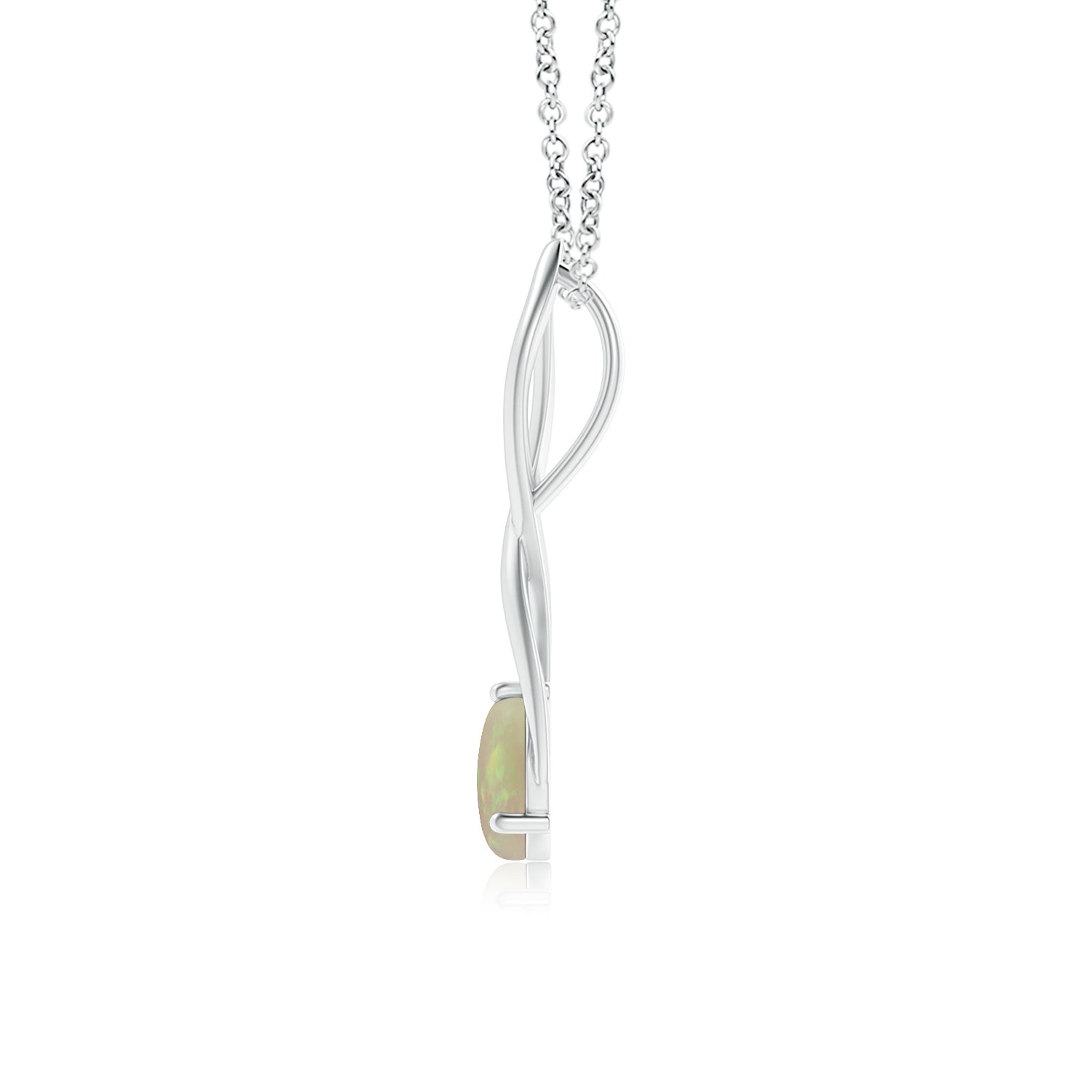 Natural Round Opal Infinity Twist Pendant in Sterling Silver/14K Solid Gold/Platinum | October Birthstone Jewelry, Elegant Birthday & Anniversary Gift for Women, Perfect for Weddings & Engagements | Ideal for Everyday Wear, Date Nights & Special Occasions