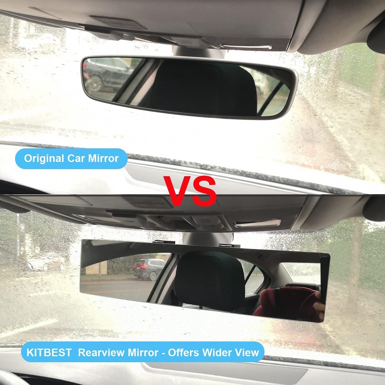Wide Angle Frameless Rear View Mirror for Cars, SUVs & Trucks - 2 Pack Convex Blind Spot Mirrors | Panoramic Clip-On Interior Mirror to Reduce Blind Spots | Perfect for Parking, Lane Changing & Safe Driving