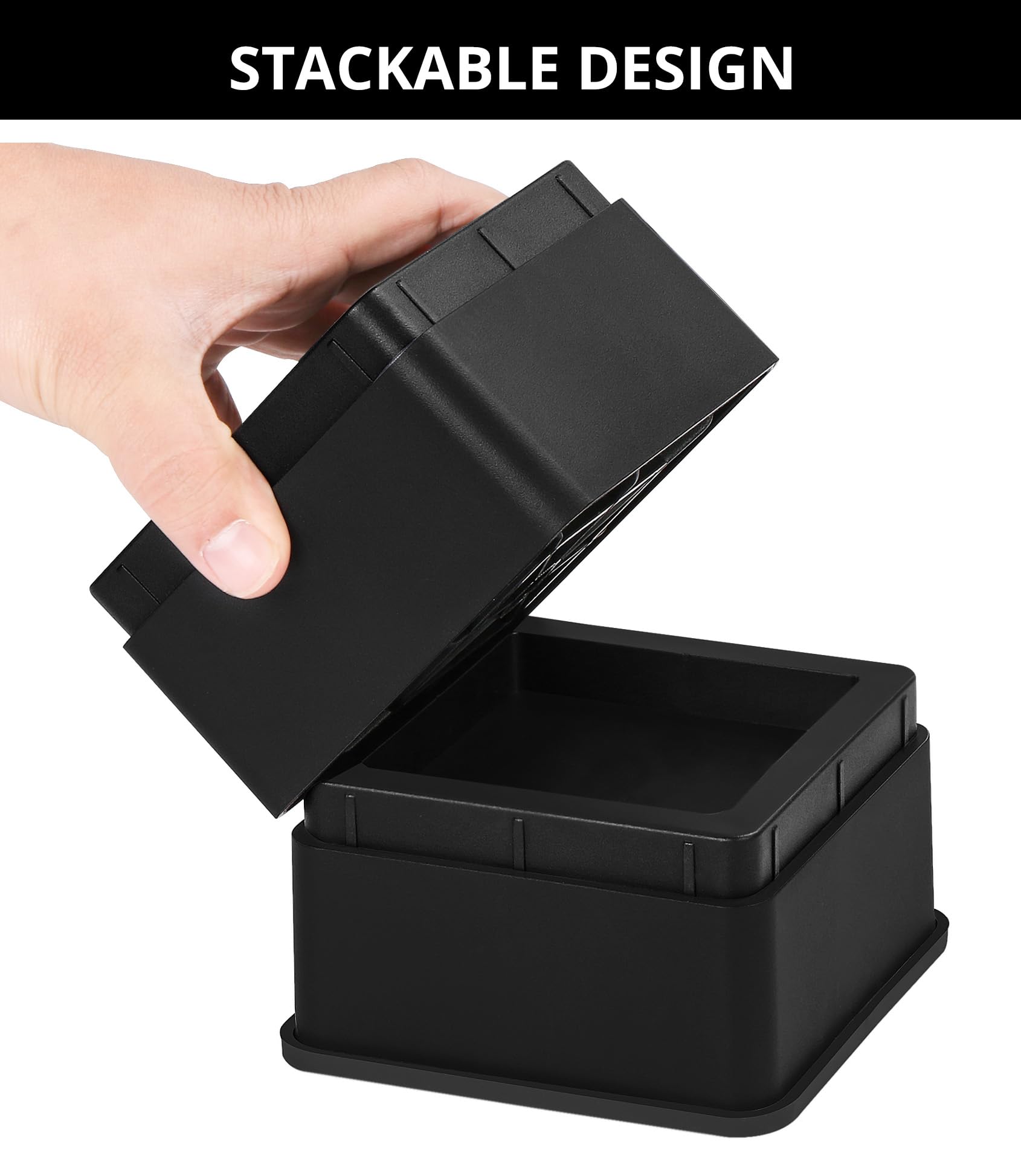 Utopia Bedding 2 Inch Bed Risers - Heavy Duty Furniture Risers with Anti-Slip Foam & Rubber Pads - Pack of 4 Stackable Bed Lifts for Sofa, Bed, Table, Couch & Chair - Perfect for Dorm Rooms, Guest Beds & Home Office (Black)