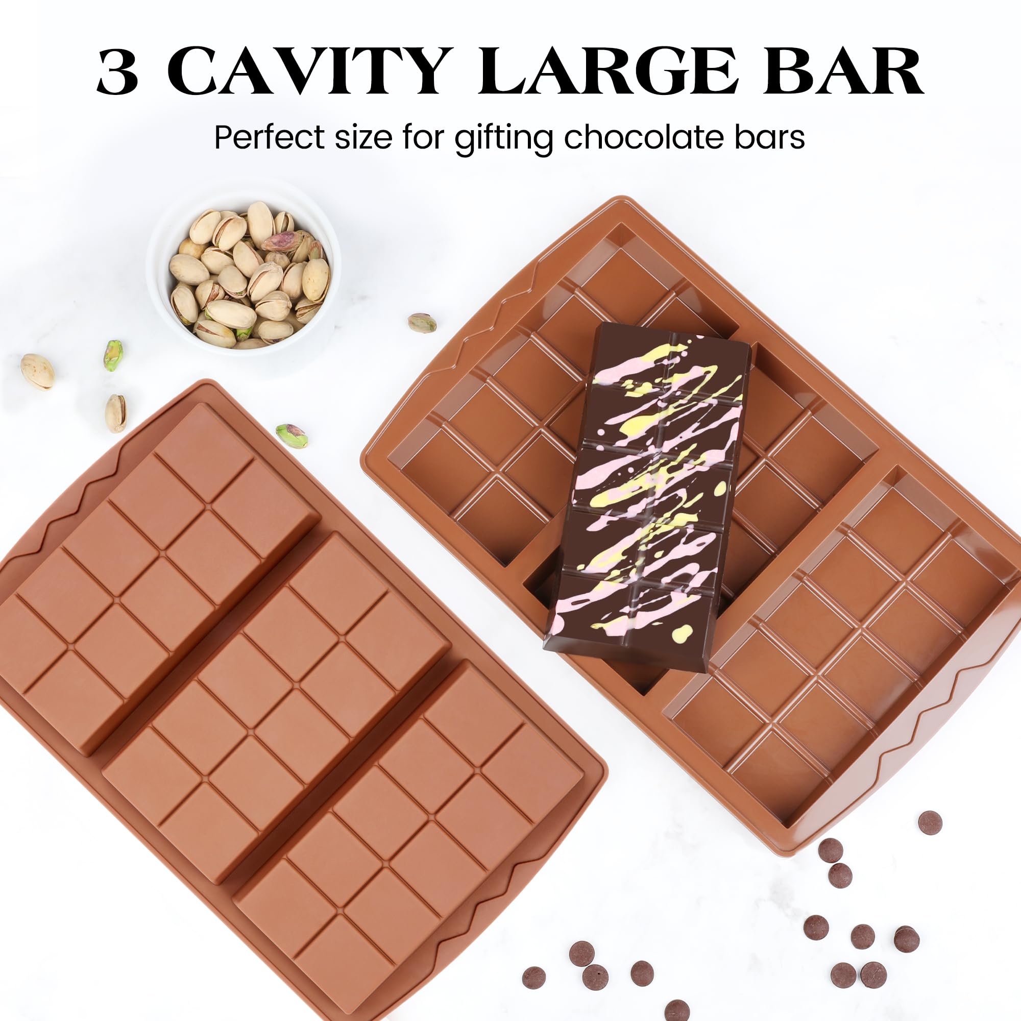 1 Pc Deep Large Silicone Chocolate Bar Mold - Break Apart Thick Silicone Candy Bar Molds for Baking, DIY Chocolate Making (10 Snap) - Perfect for Homemade Treats, Party Favors & Gift Giving