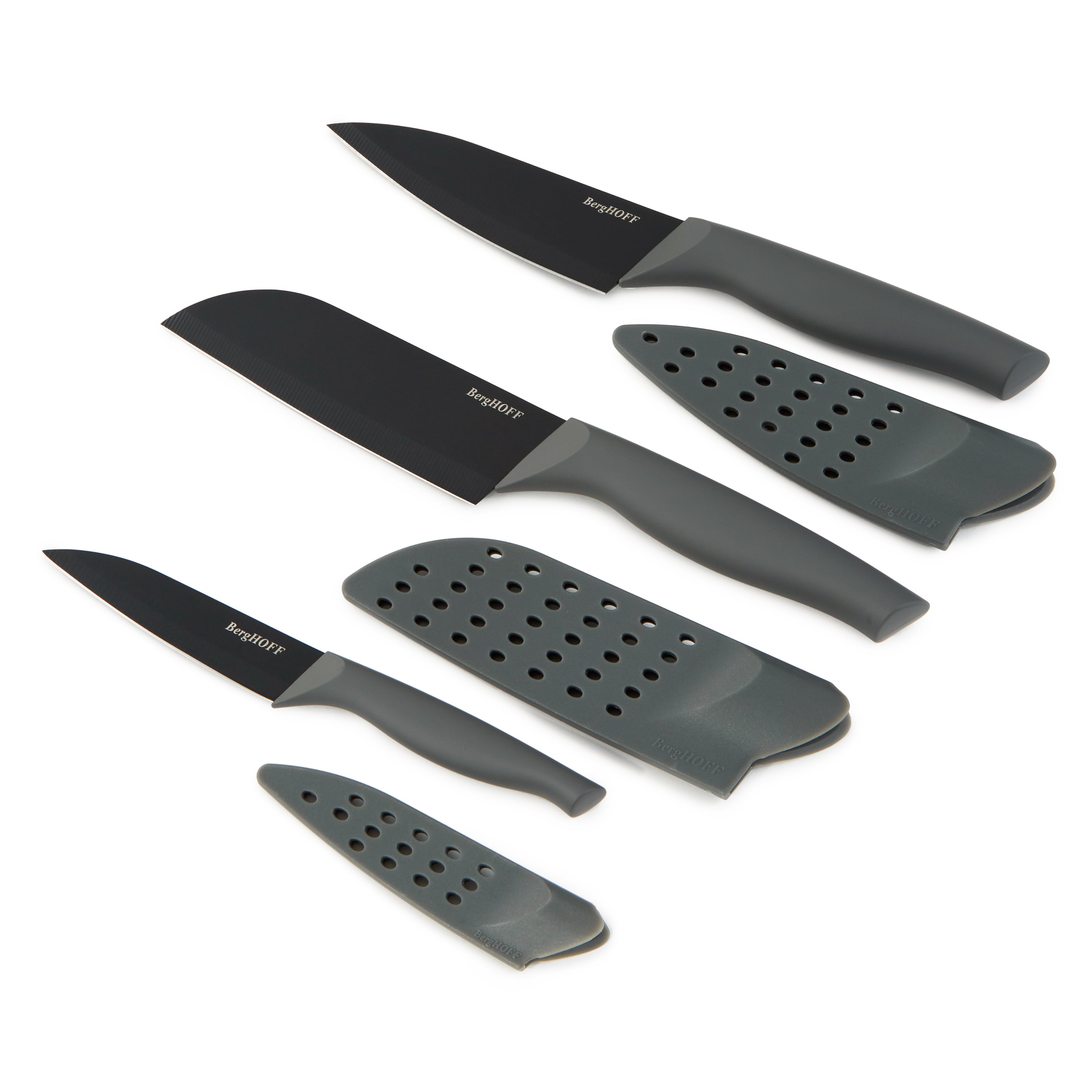 BergHOFF DiNA Vector Nonstick Stainless Steel 3-Piece Knife Set - Sharp Kitchen Knives for Slicing, Dicing & Chopping - Perfect for Home Chefs & Professional Cooking