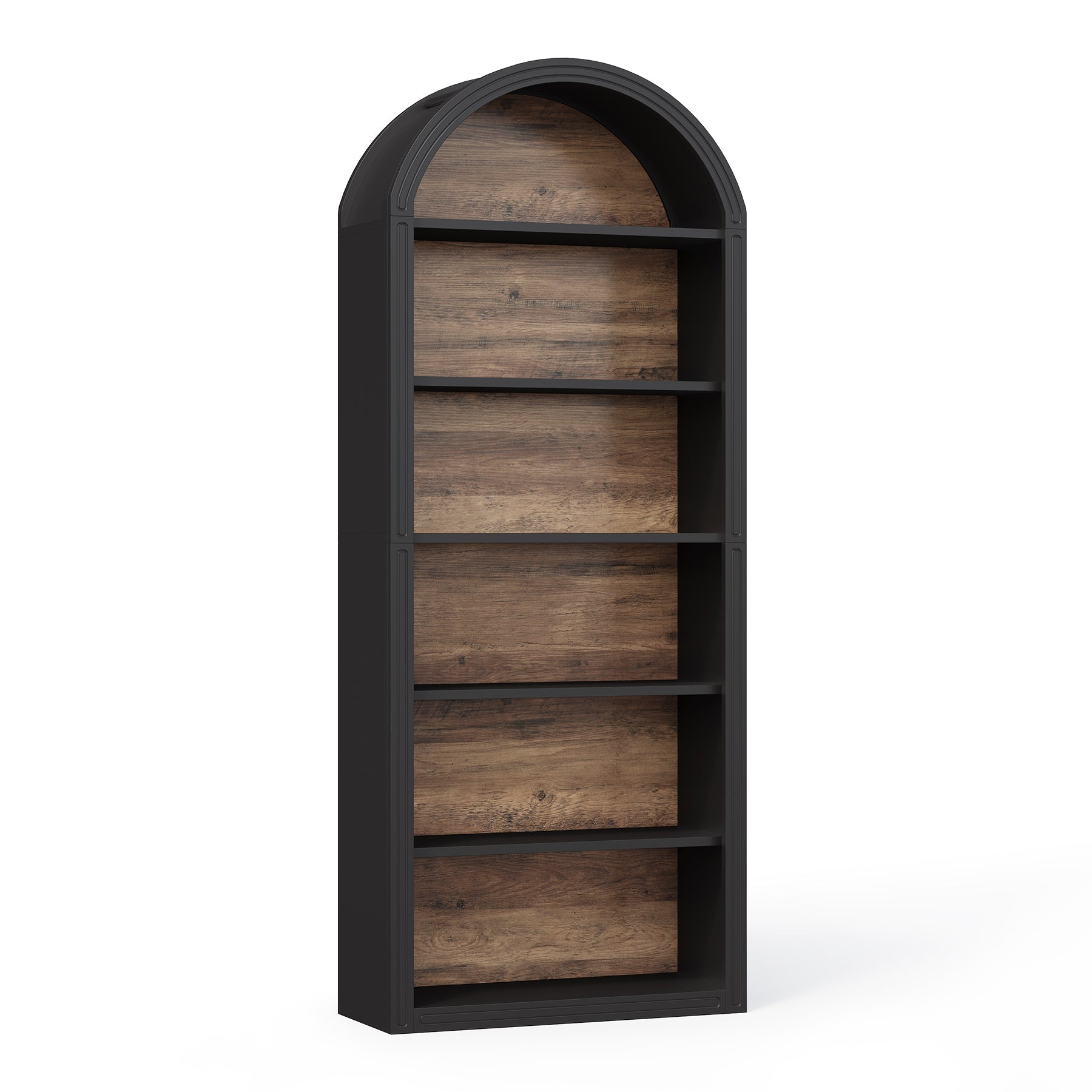 6/8 Tier Tall Wooden Bookshelf - Arched Bookcase Display Shelving Unit for Living Room, Office & Bedroom Storage & Organization