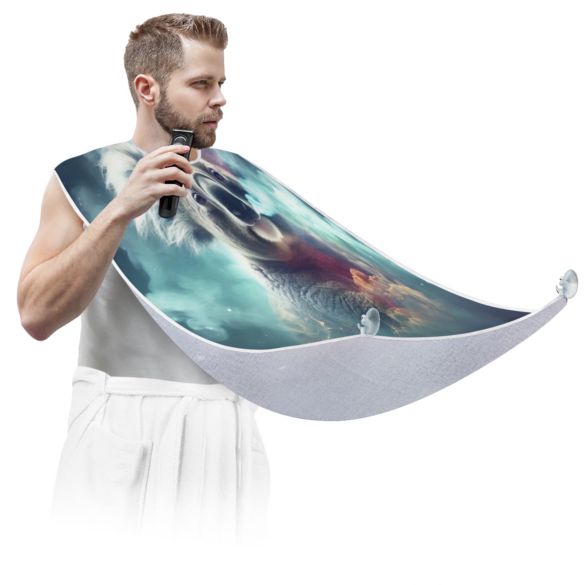Koala Animal Starry Sky Beard Shaving Bib for Men - Waterproof Hair Dye Apron & Makeup Cape for Barbers, Stylists & DIY Haircuts - Sink Hair Catcher & Beard Trimming Tool - Perfect for Home Grooming & Salon Use