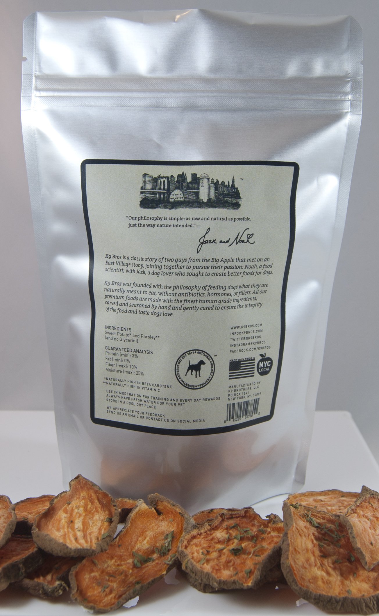 Natural Sweet Potato Dog Chews for Teeth Cleaning & Fresh Breath - Parsley Seasoned Healthy Treats, Small Batch (2 Pack) - Perfect for Puppies & Adult Dogs