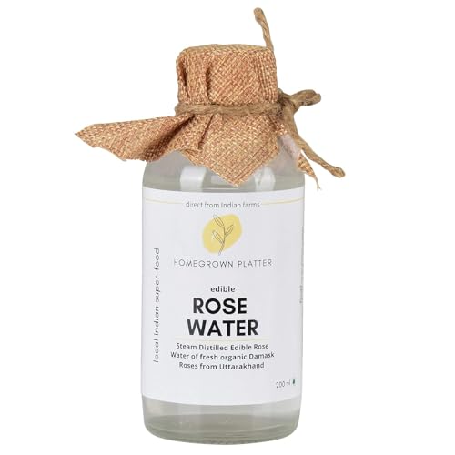 Premium Steam Distilled Damask Rose Water for Cooking, Kheer, Desserts, Biryani & Lemonades | Natural Hydrating Rose Hydrosol for Glowing Skin | 100% Pure Edible Rose Water (200ml) - Perfect for Baking, Skincare & Refreshing Beverages