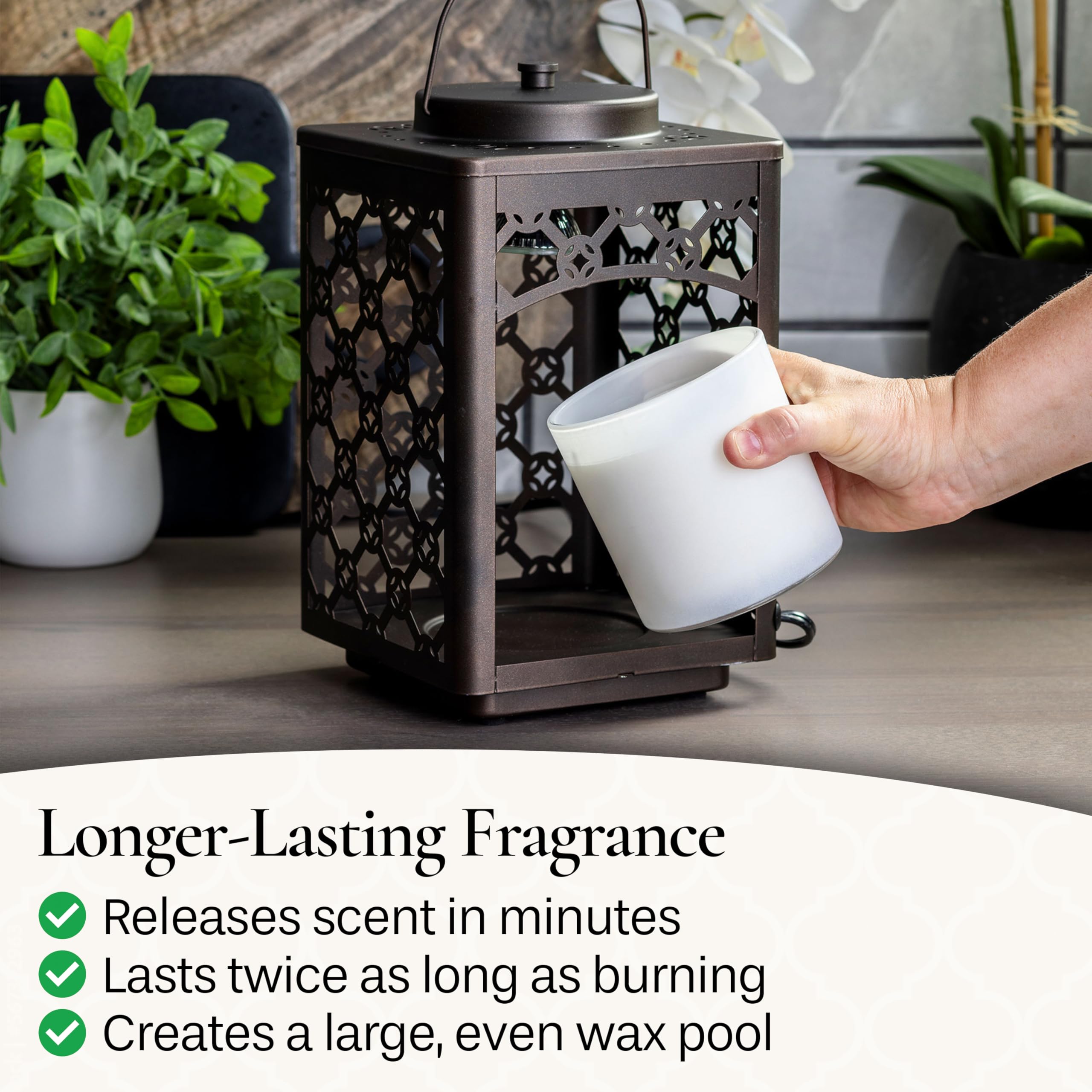 Garden Lantern Candle Warmer - Top-Down Wax Melter for Flame-Free Home Fragrance | Perfect for Patio, Porch & Outdoor Decor