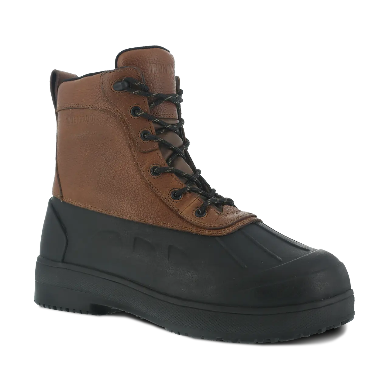 Composite Toe Work Boots for Men - Black & Brown Rubber Outsole Safety Shoes - Ideal for Construction, Warehouse & Heavy Duty Work