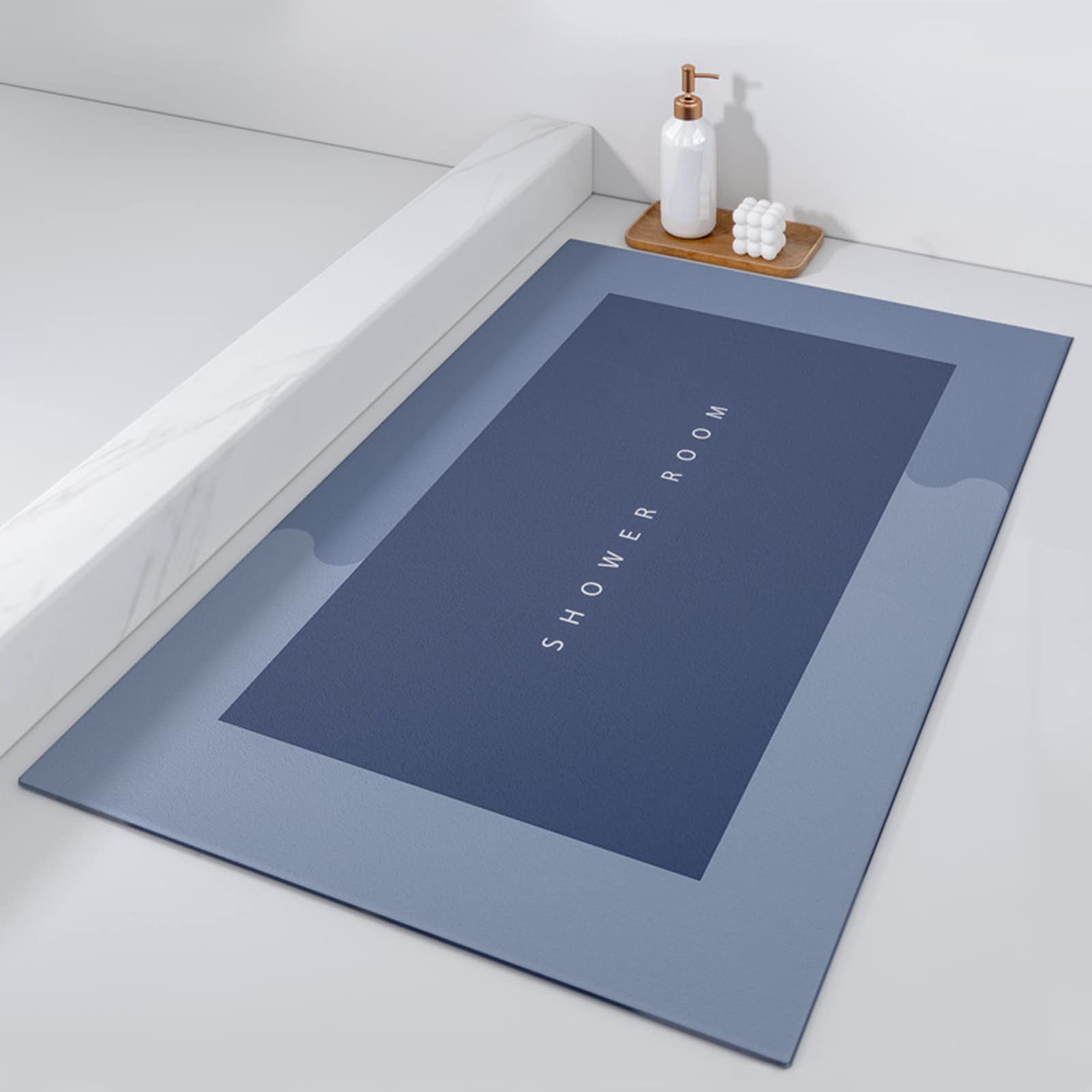 Super Absorbent Bath Mat - Non-Slip Quick Dry Microfiber Bathroom Rug for Home, Soft Morandi Blue Diatom Mud Floor Mat (15.7x23.6 Inch) - Perfect for Bathroom, Shower & Vanity Areas
