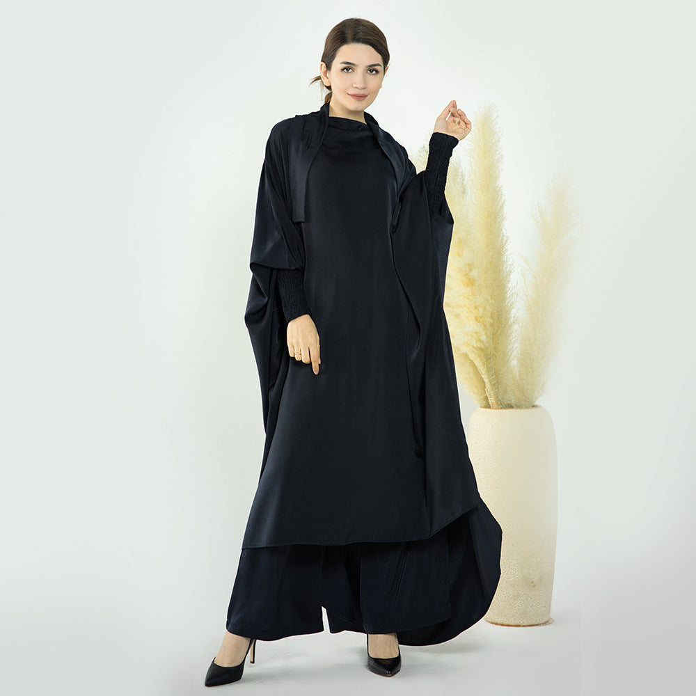 Stylish Solid Color Top & Wide Leg Pants 2-Piece Set for Women - Casual Outfit for Work, Travel & Everyday Wear