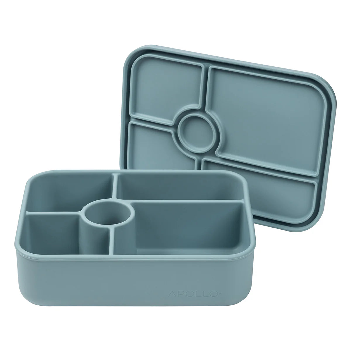 Apollo 5-Piece Rectangle Silicone Bento Box Set - Reusable, Leak-Proof & Eco-Friendly Lunch Container for Adults & Kids - Perfect for Office, School, Picnics & Meal Prep (Blue)